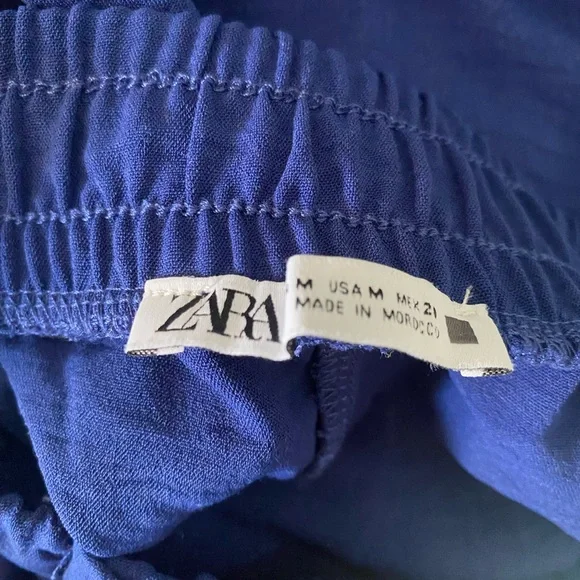 Zara Blue Pareo Wrap Pants - Picture 4 of 6